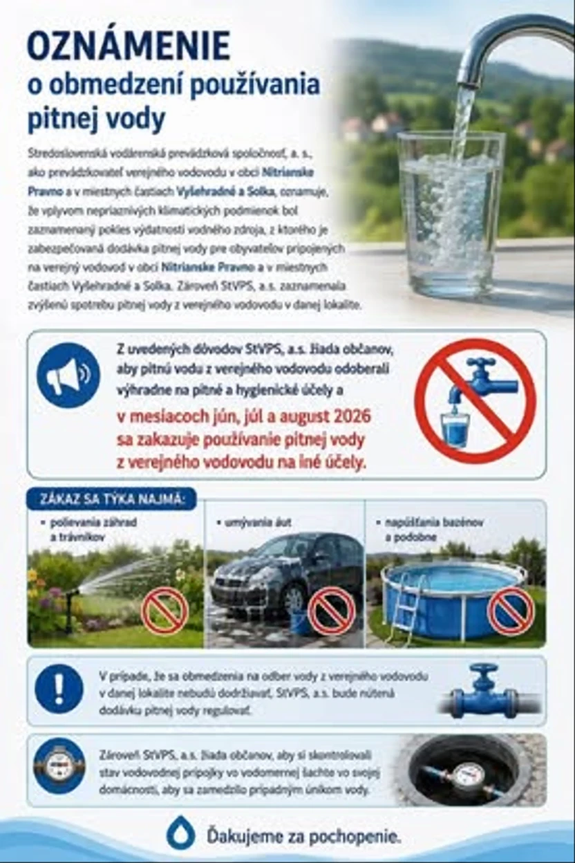 ☝️Vážení priatelia, napriek našej snahe maximálne pomôcť vám, našim občanom, tento rok vodu do bazénov voziť nebudeme môcť